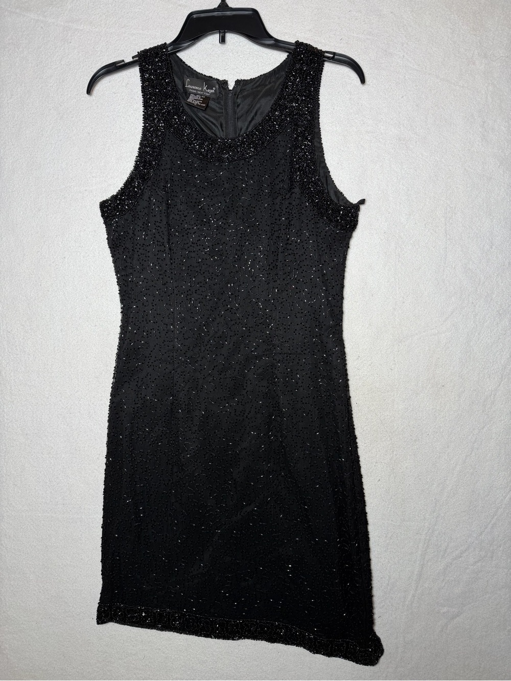 VTG Laurence Kazar Black Silk Beaded Sequin Cocktail Dress Size M